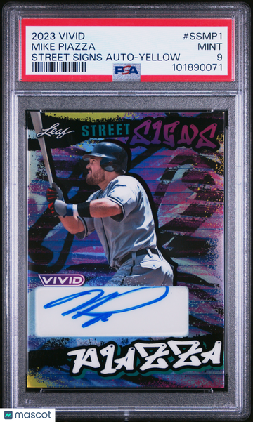 2023 Leaf Vivid Street Signs Autographs Mike Piazza #SSMP1 Yellow PSA 9