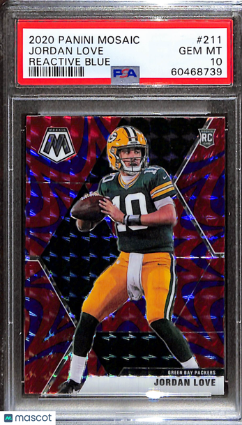 2020 Panini Mosaic Jordan Love #211 Reactive Blue PSA 10