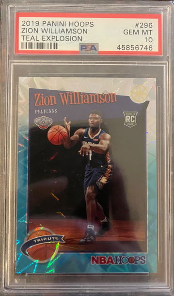 PSA 10 ZION WILLIAMSON 2019-20 PANINI HOPPS TEAL EXPLOSION ROOKIE CARD RC GEM MT