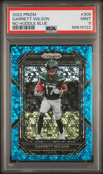 2022 PANINI GARRETT WILSON PRIZM NO HUDDLE BLUE #309 PSA 9