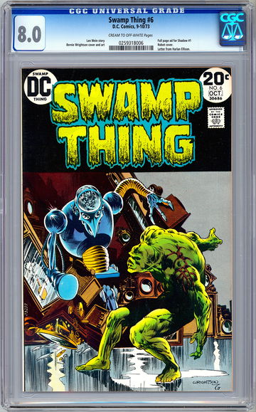 SWAMP THING #6 CGC 8.0 BERNIE WRIGHTSON CVR & ART LEN WEIN STORY ROBOT CVR 1973