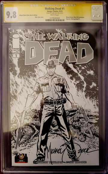 The Walking Dead #1 Wizard World OHIO Sketch Variant CGC SS 9.8 signed by Mike Zeck