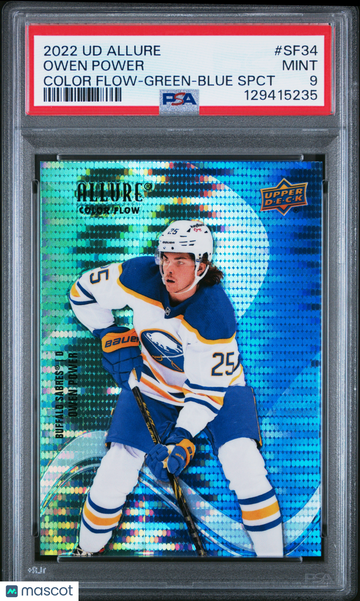 2022 Upper Deck Allure Color Flow Owen Power #SF34 Green Blue Spct PSA 9