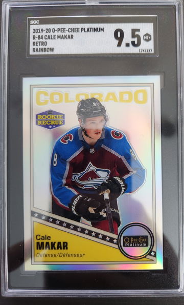 2019-20 OPC Platinum Cale Makar RC #R-84 Retro Rainbow SGC 9.5