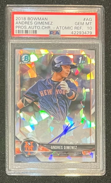 Andres Gimenez 2018 Bowman Chrome Auto Atomic #d 84/100 PSA 10 
