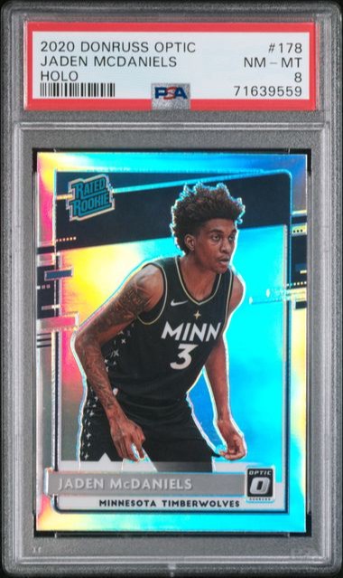 2020 PANINI DONRUSS OPTIC JADEN MCDANIELS ROOKIE RC CARD #178 PSA 8