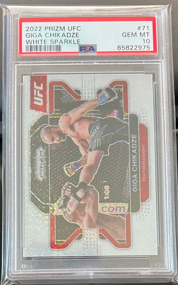 2022 Panini UFC Prizm Giga Chikadze White Sparkle PSA 10