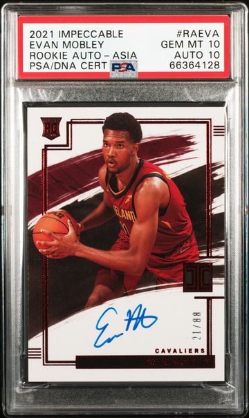 2021 Panini Impeccable Rookie Autograph Asia Evan Mobley #2 /88 PSA 10
