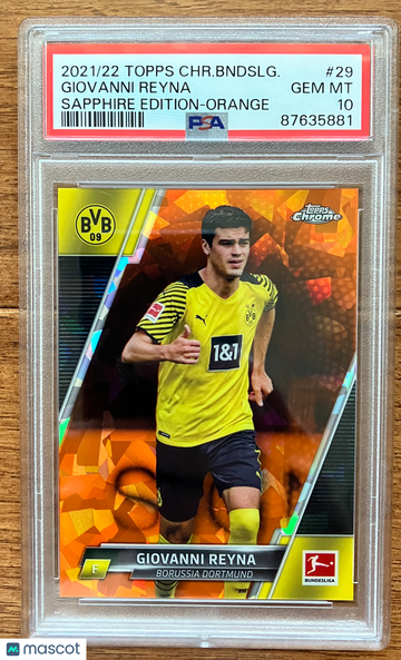 2021/22 Topps Chrome Bundesliga Giovanni Reyna Sapphire Ed Orange /250 PSA 10