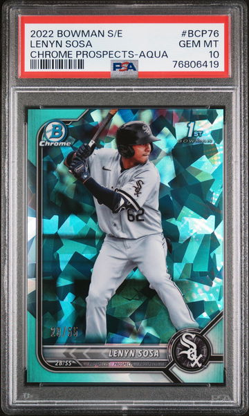 2022 Bowman Sapphire Edition Aqua Lenyn Sosa #BCP76 1st Bowman /55 PSA 10
