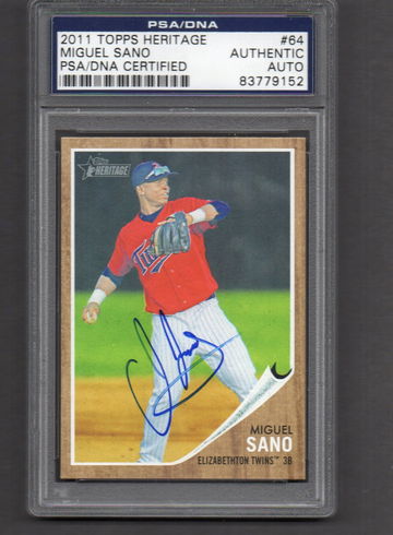 Miguel Sano Signed Autographed 2011 Topps Heritage Minors #64 RC PSA DNA COA