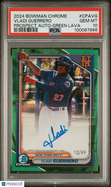 2024 Bowman Chrome Prospect Autographs Vladi Guerrero #CPAVG Green Lava /99 PSA 10