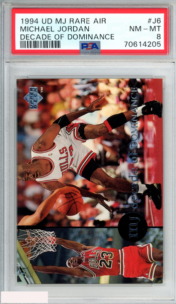 1994 UPPER DECK MJ RARE AIR DECADE OF DOMINANCE MICHAEL JORDAN #J6 PSA 8 NM-MT