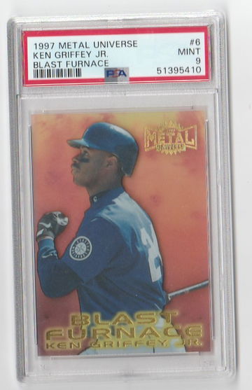 PSA 9 MINT  1997 METAL UNIVERSE KEN GRIFFEY JR BLAST FURNACE #6