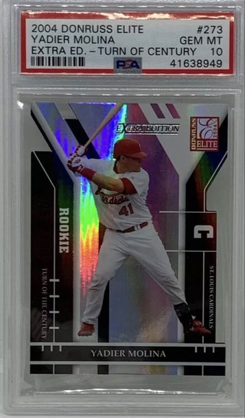 2004 Donruss Elite Yadier Molina Extra Edition Turn Of Century Rookie Card Die Cut /100 PSA 10 Gem Mint *pop 1