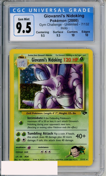 2000 POKEMON GYM CHALL UNLIMITED GIOVANNIS NIDOKING HOLO #7 CGC 8