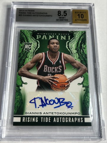 2013-14 Panini Giannis Antetokounmpo Rising Tide Rookie RC Auto BGS 8.5/10