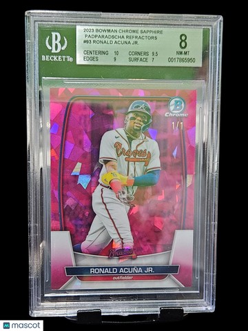 2023 Bowman Chrome Sapphire Padparadscha Refractors Ronald Acuna Jr. #93 BGS 8