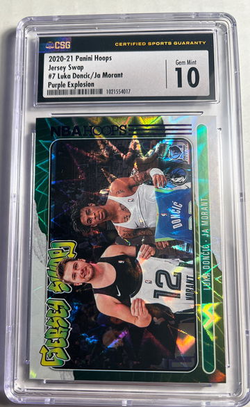 2020-21 Panini NBA Hoops Ja Morant/Luka Doncic #7 Jersey Swap CSG GemMint 10