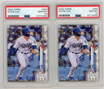 Lot (2) Topps 2020 Gavin Lux #292 PSA 10