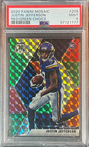 2020 Mosaic Justin Jefferson Red Green Rookie PSA 9