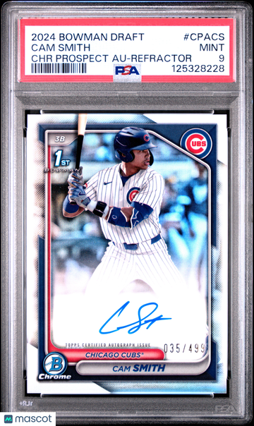 2024 Bowman Draft Chrome Prospect Autographs Cam Smith #CPACS Refractor /499 PSA 9
