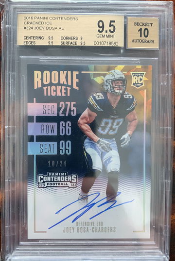 2016 Contenders Cracked Ice Joey Bosa ROOKIE RC AUTO 10/24 BGS 9.5/10