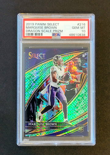 2019 Select MARQUISE BROWN Field Level Dragon Scale Prizm Rookie 30/88 PSA 10