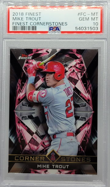 2018 FINEST #FC-MT MIKE TROUT FINEST CORNERSTONES PSA 10