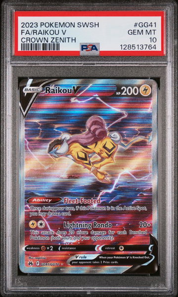 2023 Pokemon Sword and Shield Crown Zenith Raikou V #GG41 PSA 10