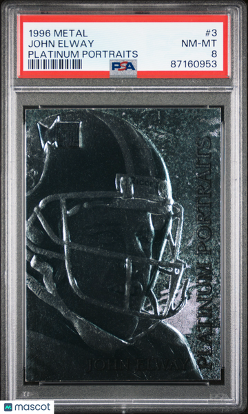 John Elway 1996 Fleer Metal Platinum Portraits #3 Denver Broncos - PSA 8