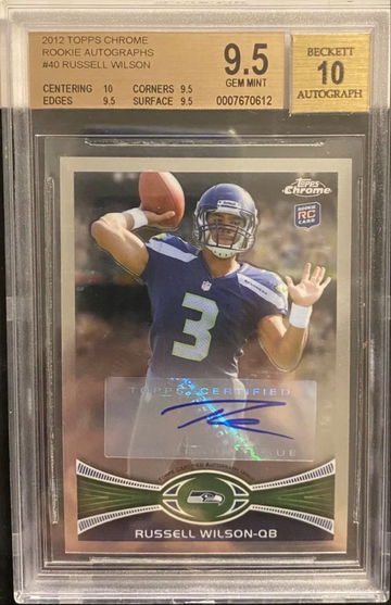 2012 Topps Chrome Russell Wilson Auto Rc BGS 9.5 True Gem + Low Pop 