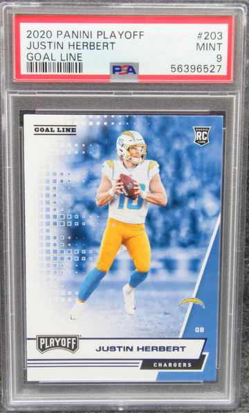 2020 Panini Playoff Goal Line Justin Herbert Rookie RC PSA 9