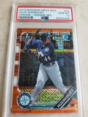 2019 1st Bowman Chrome Julio Rodriguez Orange Refractor 23/25 Psa 10
