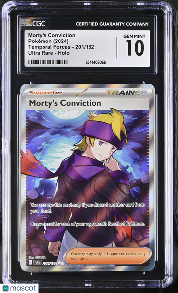 2024 Pokémon Temporal Forces Morty's Conviction Ultra Rare CGC 10 #201/162