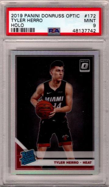 Tyler Herro 2019-20 Panini Donruss Optic Holo Silver Rookie RC #172 PSA 9 Mint