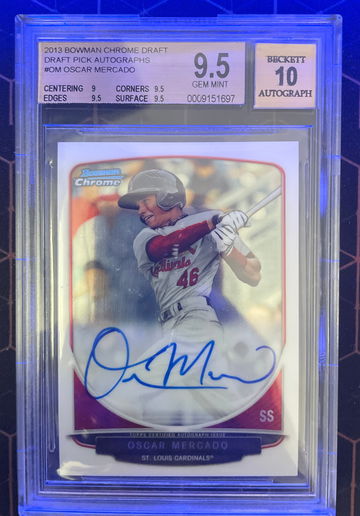 2013 Bowman Chrome DP AUTO #OM Oscar Mercado BGS 9.5