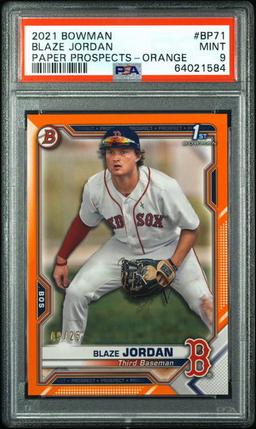💎2021 Bowman Paper BLAZE JORDAN 1st Bowman Prospect ORANGE PARALLEL 🍊/25 🚨PSA