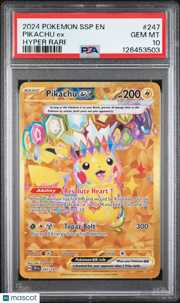 2024 Pokemon SSP EN-Surging Sparks Pikachu EX Hyper Rare PSA 10 #247