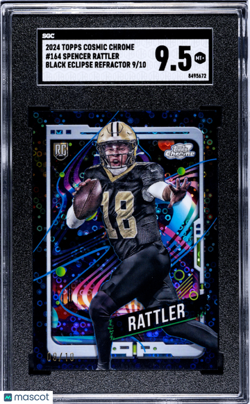 2024 Topps Cosmic Chrome Spencer Rattler #164 Black Eclipse Refractor SGC 9.5