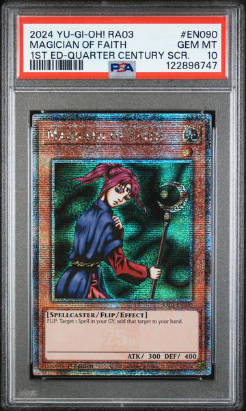 2024 Yu-Gi-Oh! #EN090 Magician of Faith 1st Ed-Quarter Century PSA 10