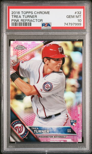 2016 Topps Chrome Trea Turner Pink Refractor RC Rookie PSA 10 Gem Mint