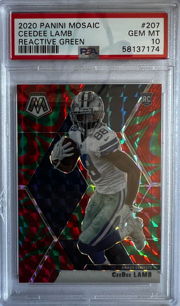 2020 Panini Mosaic Ceedee Lamb Reactive Green PSA 10
