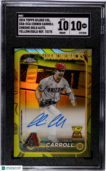 2024 Topps Gilded Collection Corbin Carroll #CGA-CCA Chrome Gold Autograph Yellow Gold Refractor SGC 10 Auto 10