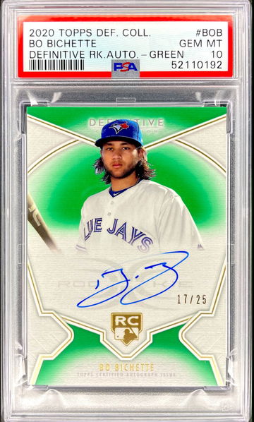 2020 Topps Definitive Bo Bichette RC Auto Green /25 PSA 10