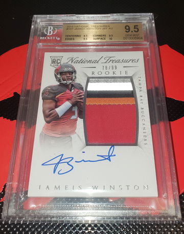 2015 jameis winston national treasures rookie patch auto true gem plus