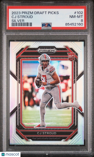 2023 Prizm Draft Picks C.J. Stroud #102 Silver Prizm Parallel/Variety Rookie PSA 8