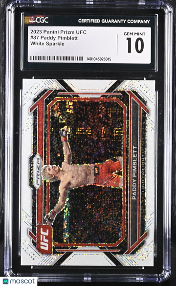 2023 Panini Prizm UFC Paddy Pimblett #87 White Sparkle CGC 10