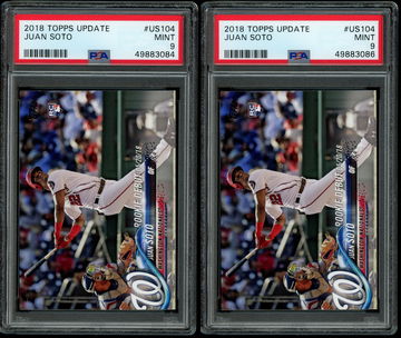2018 Topps Update #US104 Juan Soto PSA 9 Mint Lot of Two Cards