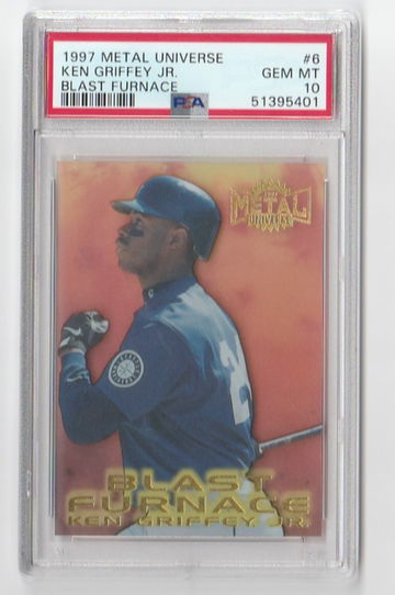 PSA 10 GEM MINT  1997 METAL UNIVERSE KEN GRIFFEY JR BLAST FURNACE #6